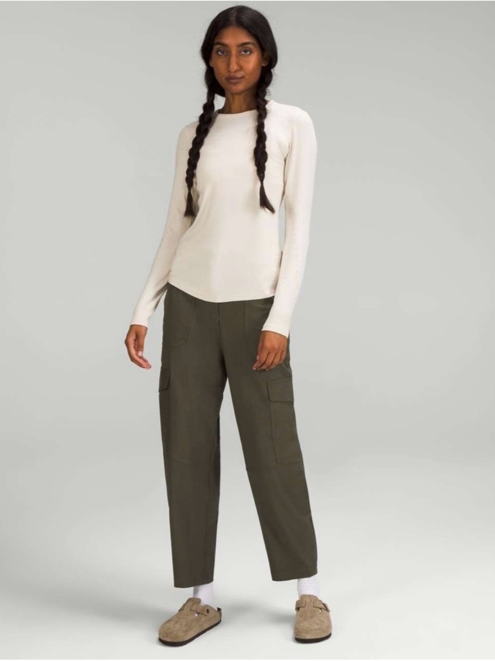 Lululemon Natural Ivory Hold Tight Ribbed Long Sleeve Modal Shirt Size 6 - Picture 1 of 11